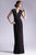 Janique 1337 - Cap Sleeve  Long Jersey Twist Gown in Black