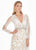 Ashley Lauren - 1338 Floral Applique Plunging V-neck A-line Dress In White and Nude
