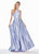 Ashley Lauren - 1339 Cut-In Halter Metallic Brocade Ballgown In Blue