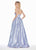 Ashley Lauren - 1339 Cut-In Halter Metallic Brocade Ballgown In Blue