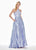 Ashley Lauren - 1339 Cut-In Halter Metallic Brocade Ballgown In Blue