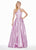 Ashley Lauren - 1339 Cut-In Halter Metallic Brocade Ballgown In Purple
