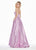 Ashley Lauren - 1339 Cut-In Halter Metallic Brocade Ballgown In Purple