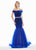 Ashley Lauren - 1342 Off-Shoulder Velvet Mermaid Evening Gown In Blue