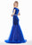 Ashley Lauren - 1342 Off-Shoulder Velvet Mermaid Evening Gown In Blue