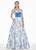 Ashley Lauren - 1345 Sleeveless Metallic Brocade Floral Ballgown In Blue and Multi-Color