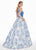 Ashley Lauren - 1345 Sleeveless Metallic Brocade Floral Ballgown In Blue and Multi-Color