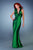 La Femme - Classic Collared Evening Dress 13462 in Green