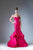 Cinderella Divine - 13480 Strapless Tiered Mermaid Evening Gown In Red