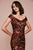 Tadashi Shoji - Scalloped Off Shoulder Long Sequined Gown In Red and Neutral