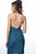 Jovani - 1352 Plunging Halter Neck Glitter Sheath Cocktail Dress in Blue