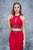Nina Canacci - 1353 Embellished Halter Sheath Dress In Red