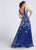 Ellie Wilde - EW21705 V-neck Floral Print Dress in Blue and Multi-Color