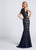 Ellie Wilde - EW21714 Sleeveless Lace Floral Sheath Long Dress in Blue and Neutral