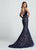 Ellie Wilde - EW21719 Beaded Sleeveless V Neck Lace Mermaid Gown in Blue and Neutral