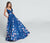 Ellie Wilde - EW21745 Floral Print V-neck Ballgown in Blue and Multi-Color