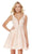 Deep V-neck Jacquard A-line Dress in Pink