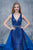 Nina Canacci - 1360 Sequined Deep V-neck Sheath Dress In Blue