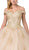 Dancing Queen - 1361 Embellished Off-Shoulder Ballgown In Neutral
