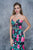 Nina Canacci - 1362 Floral Deep Sweetheart Mermaid Dress In Black and Print