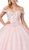 Dancing Queen - 1364 Jeweled Off Shoulder Glitter Ballgown In Pink