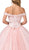 Dancing Queen - 1364 Jeweled Off Shoulder Glitter Ballgown In Pink