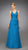 La Femme - Embellished Ruched V-neck A-line Dress 13673 In Blue