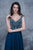 Nina Canacci - 1368 Bejeweled V-neck A-line Dress In Blue
