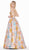 Ashley Lauren - 1369 Deep V-neck Brocade Pleated Ballgown Dress In Multi-Color