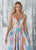 Ashley Lauren - 1369 Deep V-neck Brocade Pleated Ballgown Dress In Multi-Color