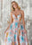 Ashley Lauren - 1369 Deep V-neck Brocade Pleated Ballgown Dress In Multi-Color