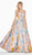 Ashley Lauren - 1369 Deep V-neck Brocade Pleated Ballgown Dress In Multi-Color
