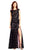 Aidan Mattox - MD1E201455 Illusion V-Neck Floral Lace Evening Gown in Black