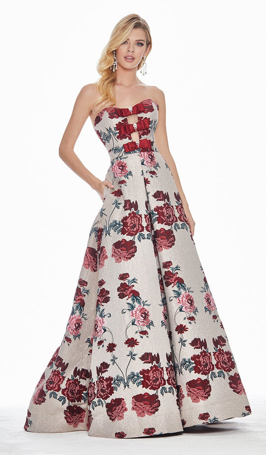 Ashley Lauren - 1371 Embellished Sweetheart Brocade A-line Dress In Floral and Multi-Color