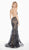 Ashley Lauren - 1374 Sequined Deep Halter V-neck Trumpet Dress In Black and Neutral