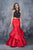 Nina Canacci - 1382 Two Piece Two Tone Embroidered Mermaid Dress In Black and Red