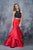 Nina Canacci - 1382 Two Piece Two Tone Embroidered Mermaid Dress In Black and Red