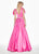 Ashley Lauren - 1383 Bow Accent Shoulder V Back A-Line Satin Gown In Pink