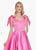 Ashley Lauren - 1383 Bow Accent Shoulder V Back A-Line Satin Gown In Pink
