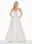 Ashley Lauren - 1384 Illusion Plunging V Neck Satin Gown In White