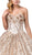 Dancing Queen - 1385 Strapless Floral Applique Ballgown In Gold