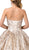 Dancing Queen - 1385 Strapless Floral Applique Ballgown In Gold