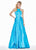 Ashley Lauren - 1385 Halter Satin A-line Dress In Blue