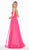 Ashley Lauren - 1386 Pleated Deep V-neck A-line Dress In Pink