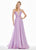 Ashley Lauren - 1386 Pleated Deep V-neck A-line Dress In Purple
