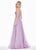 Ashley Lauren - 1386 Pleated Deep V-neck A-line Dress In Purple