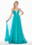 Ashley Lauren - 1386 Pleated Deep V-neck A-line Dress In Green