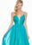 Ashley Lauren - 1386 Pleated Deep V-neck A-line Dress In Green