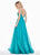Ashley Lauren - 1386 Pleated Deep V-neck A-line Dress In Green
