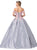 Dancing Queen - 1388 Floral Applique Off-Shoulder Ballgown With Train In Silver and Pink